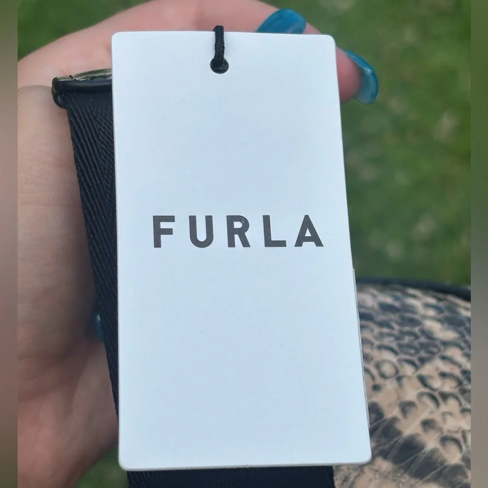 Furla Snakeskin Crossbody with Coin Pouch - Modern Luxe Statement NWT - Picture 4 of 15